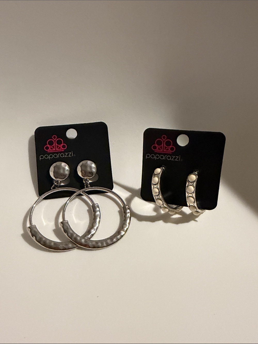 paparazzi Silver Hammered Hoop and Polka-Dot Mini Hoop Set - Picture 1 of 3